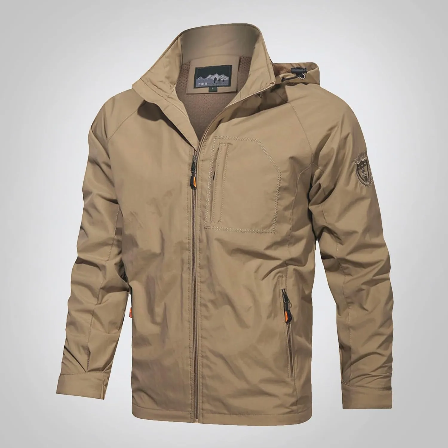 Cycling Raincoats Mens Skiing Jackets Casual Stand Collar Jackets Mountain Windbreaker Hooded Coat Work Coats
