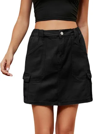 Denim Skirts for Women High Waisted Jean Skorts with Slit Cute Skort Shorts Casual Stretch Mini Jean Skirt Shorts