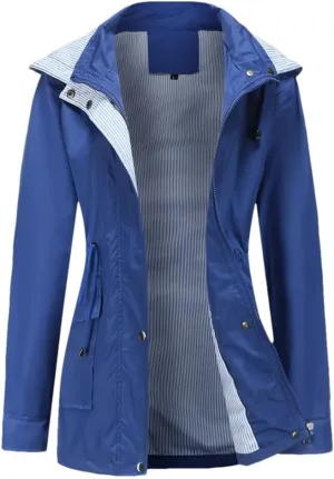 Dninmim Jackets for Women Women Hooded Hiking Jacket Outdoor Jackets Long Sleeve Zipper Coat Outwear
