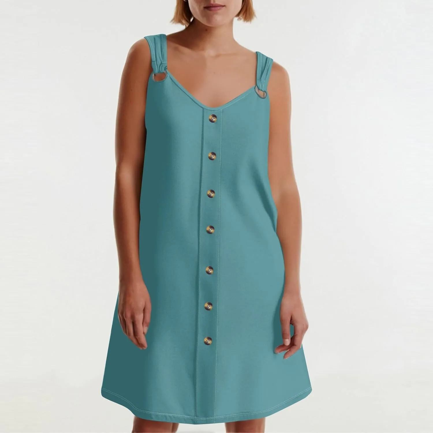 Dresses for Women 2025 Plus Size Sundress with Pockets Sleeveless v Neck Mini Dresses Sexy Vacation Summer Clothes