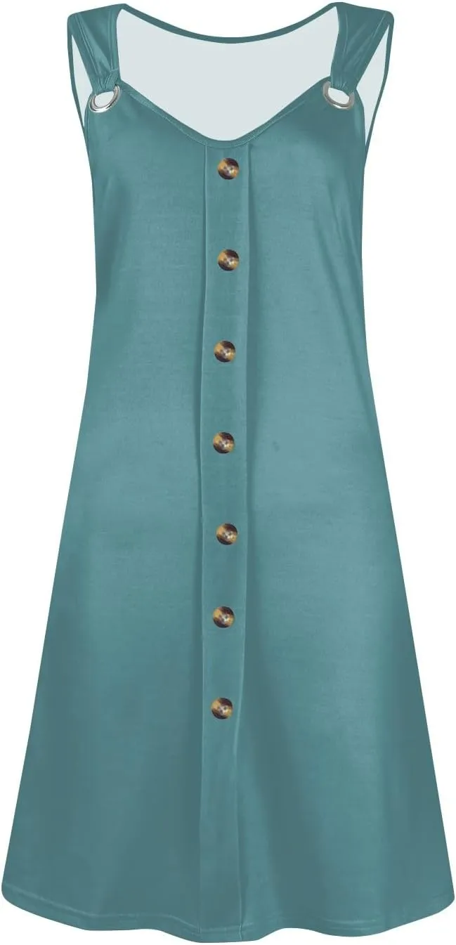 Dresses for Women 2025 Plus Size Sundress with Pockets Sleeveless v Neck Mini Dresses Sexy Vacation Summer Clothes