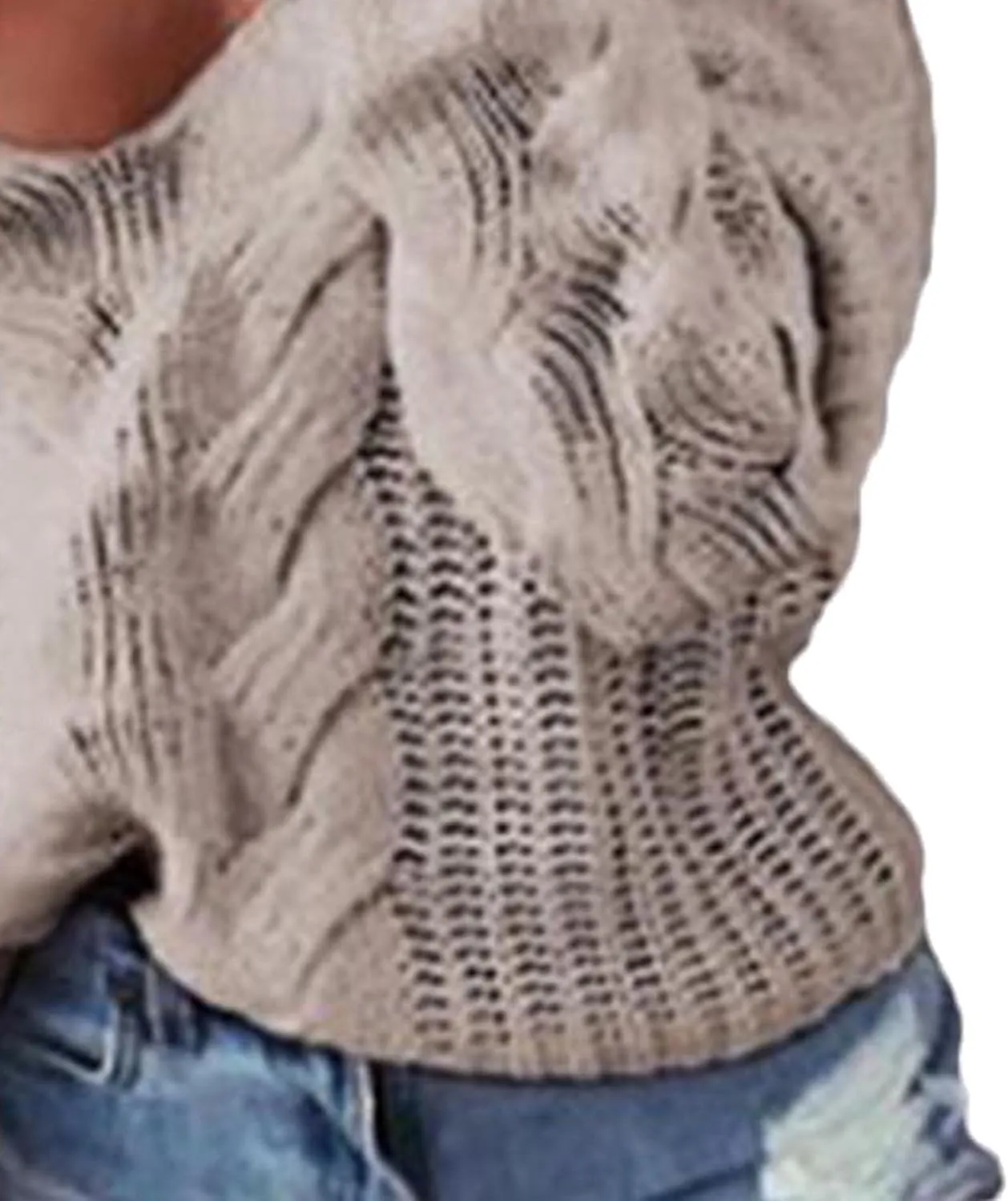 ECDAHICC Women's Oversized Pullover Sweater Cable Knit Off Shoulder Pointelle Crochet Chunky Jumper Outwears