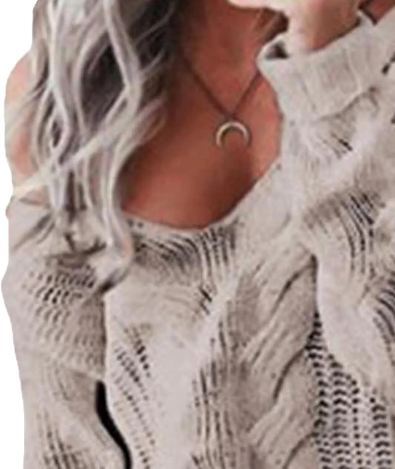 ECDAHICC Women's Oversized Pullover Sweater Cable Knit Off Shoulder Pointelle Crochet Chunky Jumper Outwears