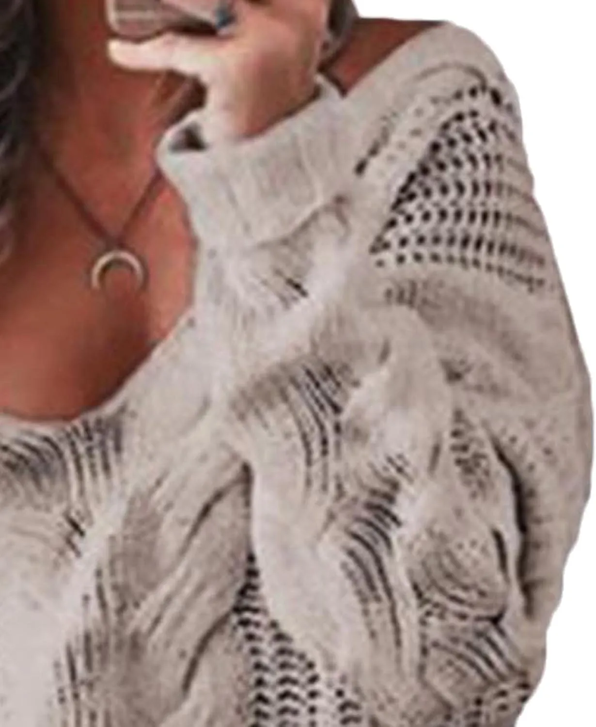 ECDAHICC Women's Oversized Pullover Sweater Cable Knit Off Shoulder Pointelle Crochet Chunky Jumper Outwears