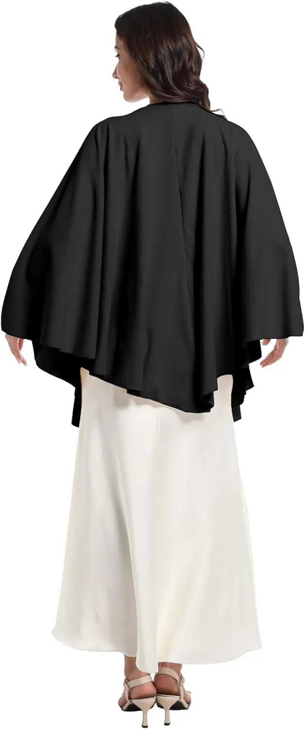 Elegant Shawl Wraps For Women, Warm Open Front Poncho, Cashmere Like Bat Sleeve Ladies Shawls For Winter, Autumn