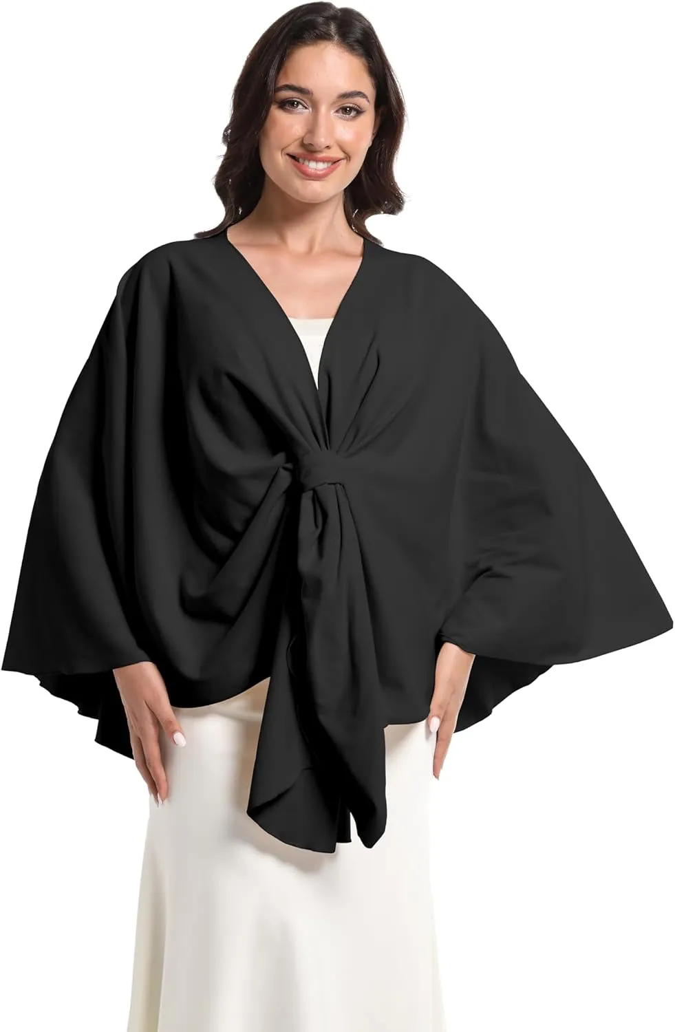 Elegant Shawl Wraps For Women, Warm Open Front Poncho, Cashmere Like Bat Sleeve Ladies Shawls For Winter, Autumn