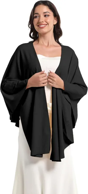 Elegant Shawl Wraps For Women, Warm Open Front Poncho, Cashmere Like Bat Sleeve Ladies Shawls For Winter, Autumn