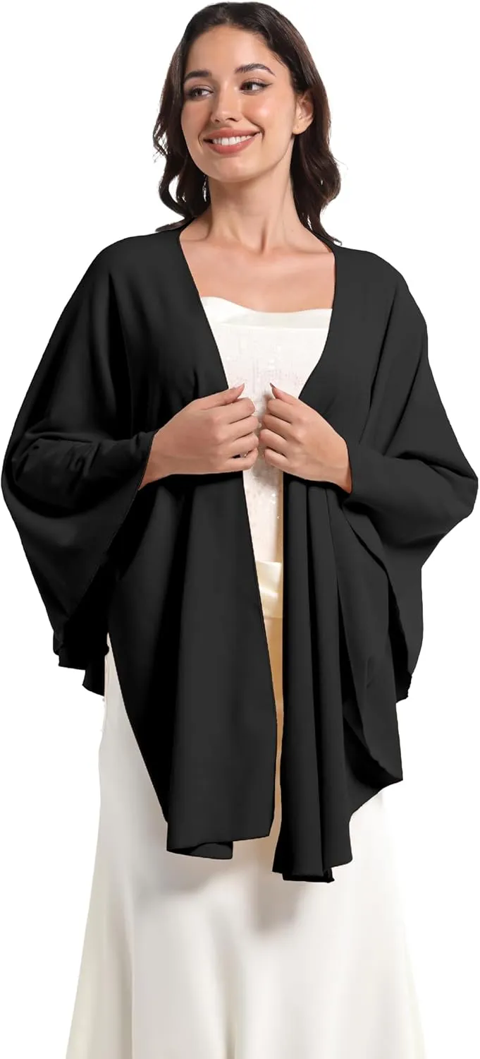 Elegant Shawl Wraps For Women, Warm Open Front Poncho, Cashmere Like Bat Sleeve Ladies Shawls For Winter, Autumn
