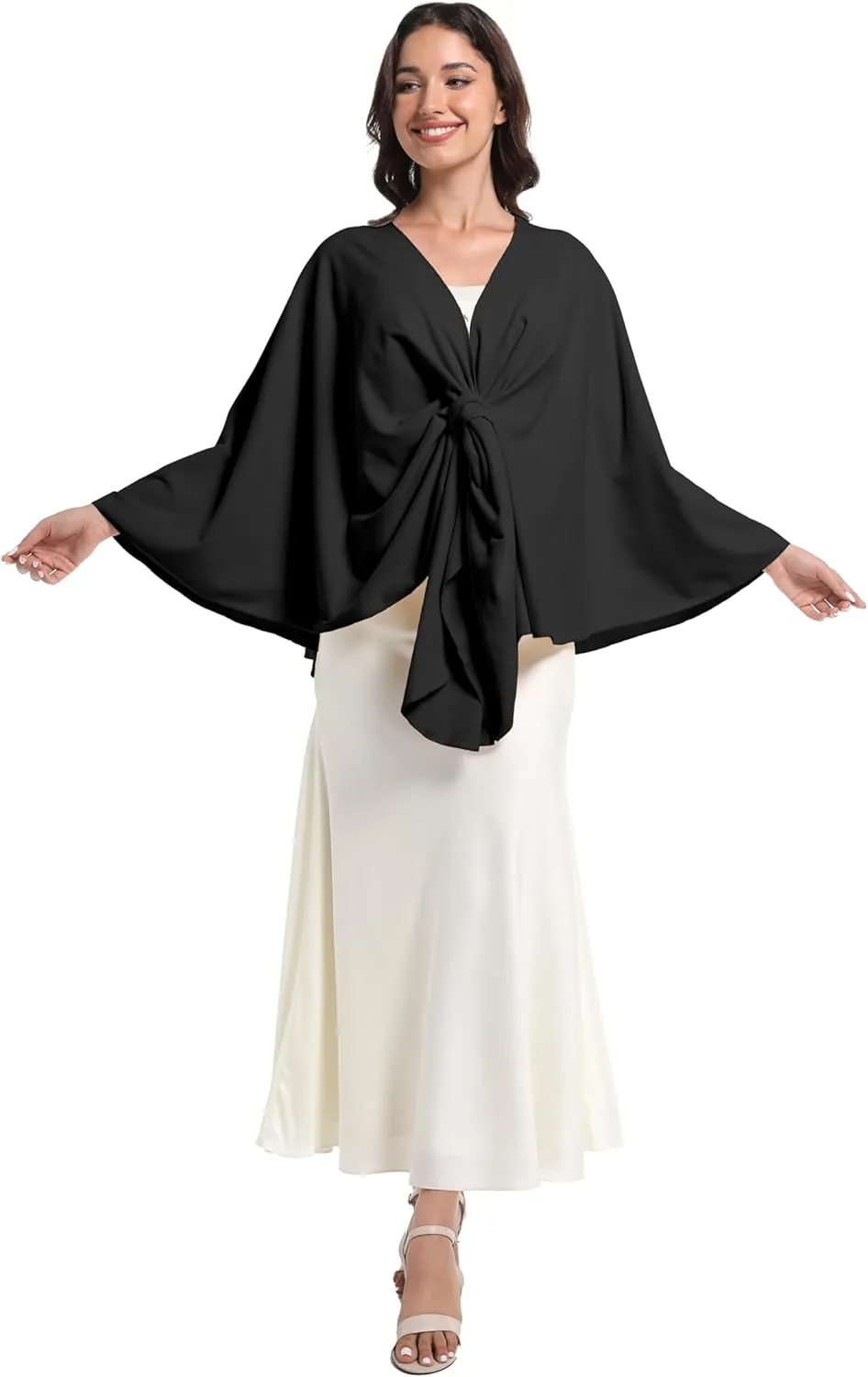 Elegant Shawl Wraps For Women, Warm Open Front Poncho, Cashmere Like Bat Sleeve Ladies Shawls For Winter, Autumn
