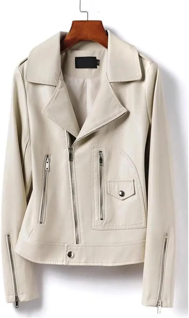 Fashion Moto Biker Leather Jackets Autumn Short Diagonal Zipper Women Real Split Leather Casual Jackets Coats