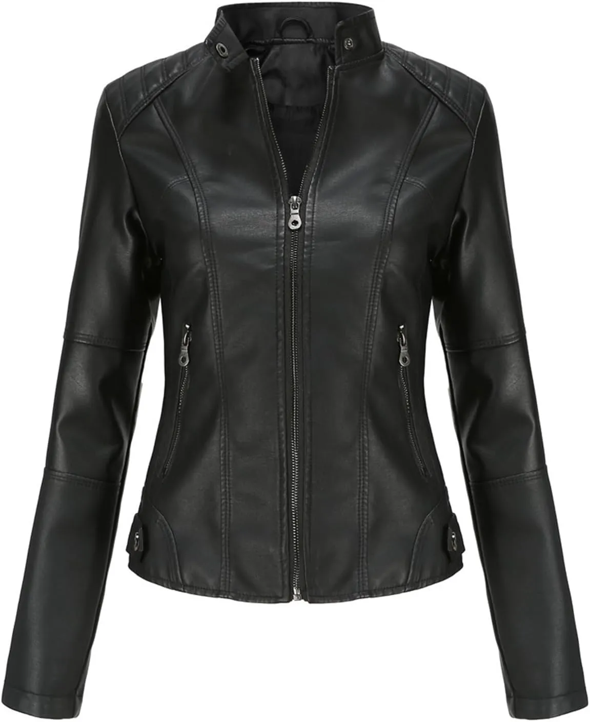 Faux Leather Jackets For Women Motorcycle PU Moto Biker Outwear CoatZip Leather Jackets For Women