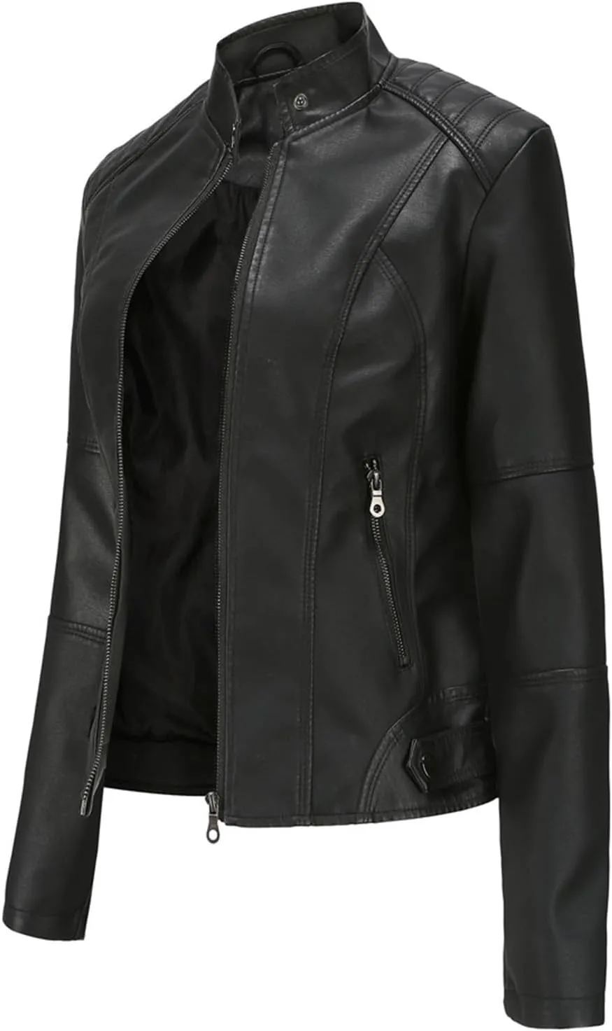 Faux Leather Jackets For Women Motorcycle PU Moto Biker Outwear CoatZip Leather Jackets For Women