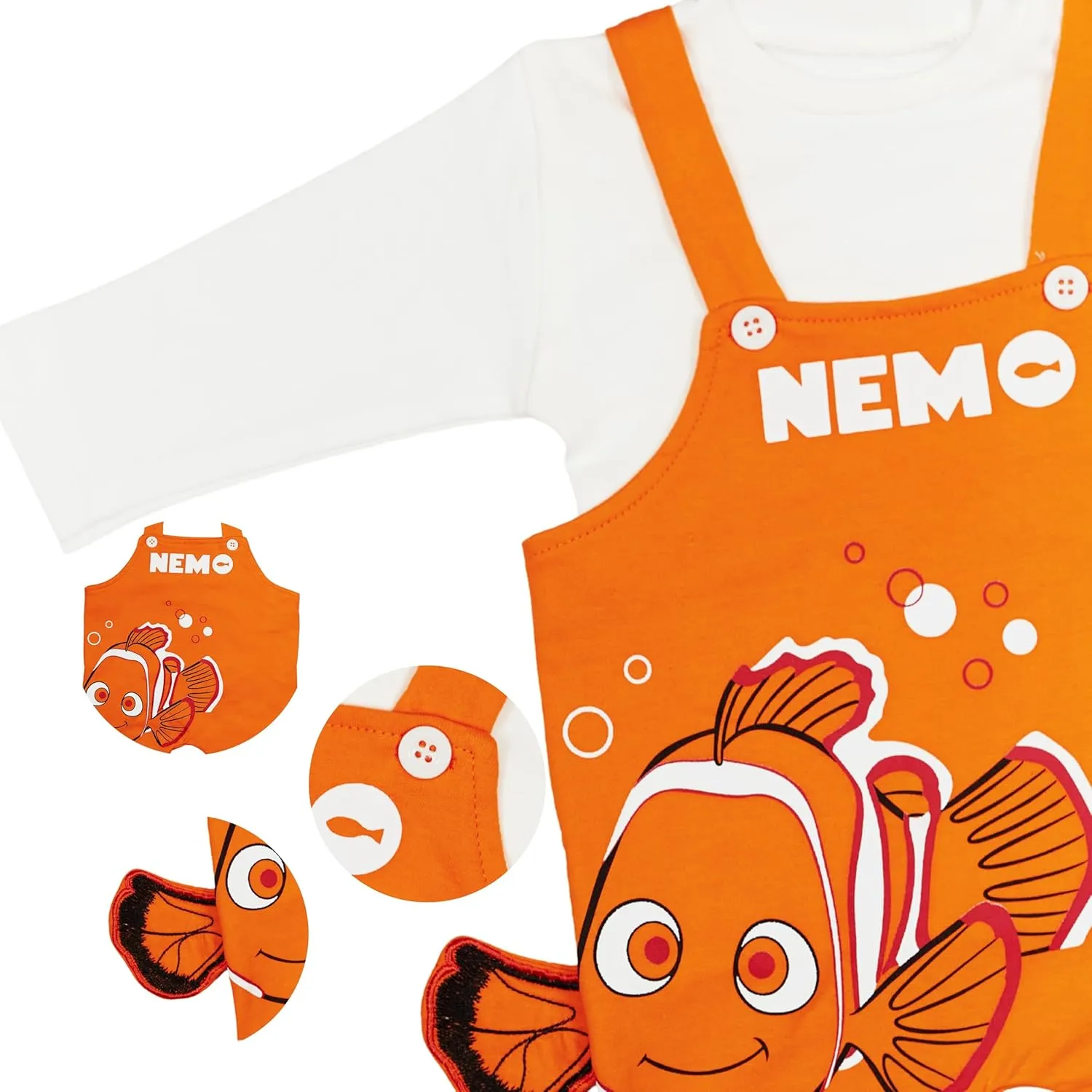 Finding Nemo Cotton Baby Overall /Romper With Long Sleeve Tshirt For Newborns & Infants – 2 PIECES - Unisex