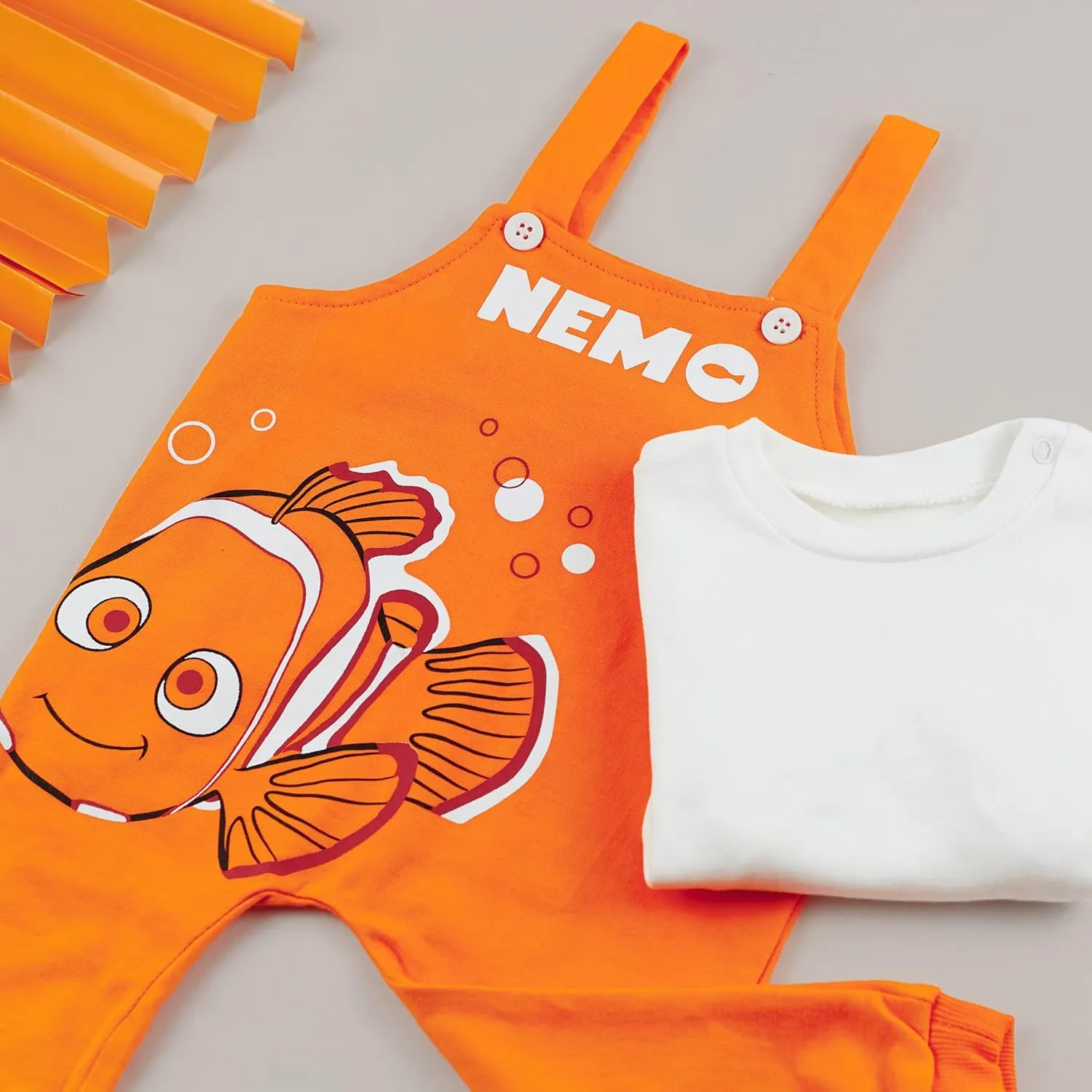 Finding Nemo Cotton Baby Overall /Romper With Long Sleeve Tshirt For Newborns & Infants – 2 PIECES - Unisex