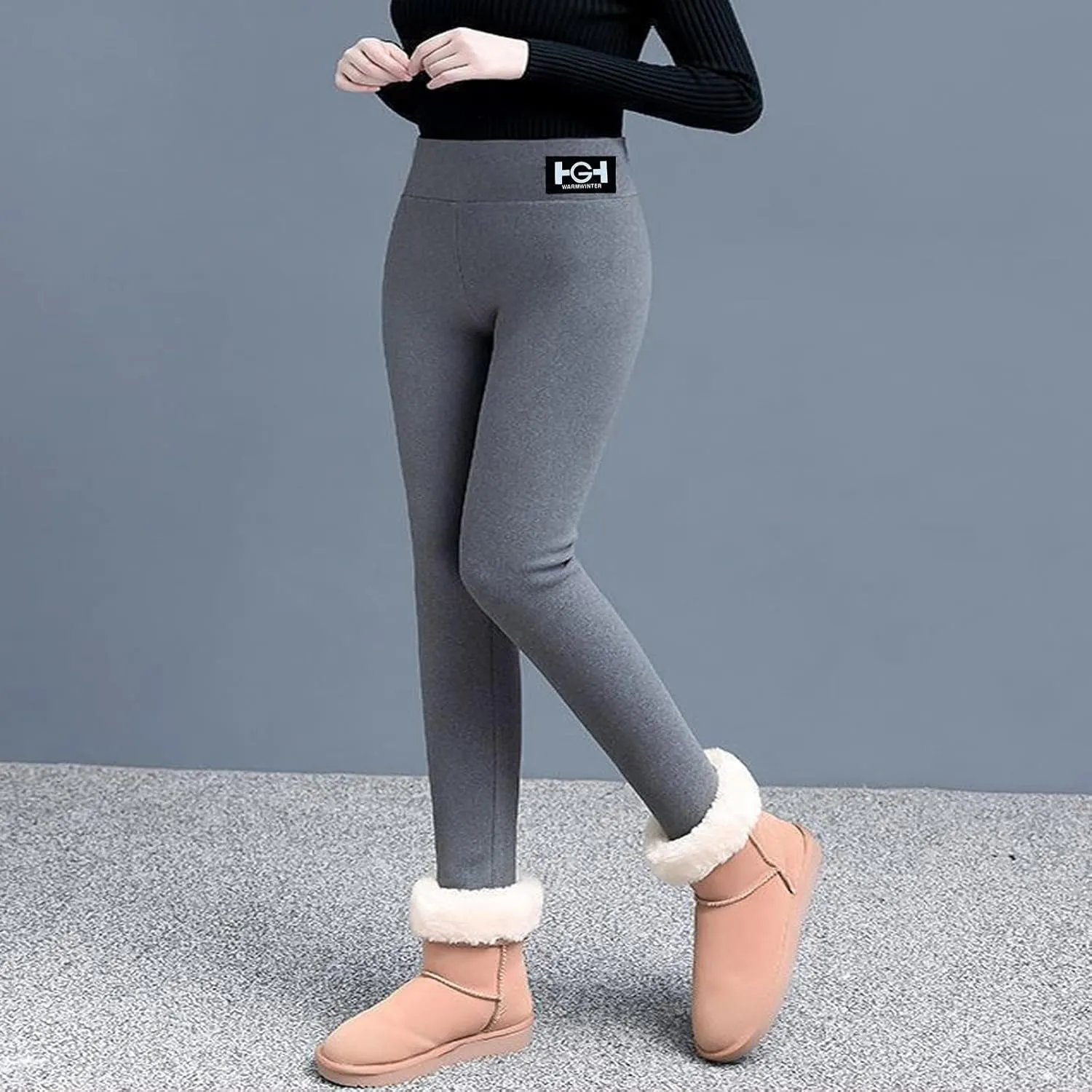 Fleece Lined Leggings Women - Thick Soft High Waisted Tummy Control Thermal Warm Fleece Pants for Cold Winter