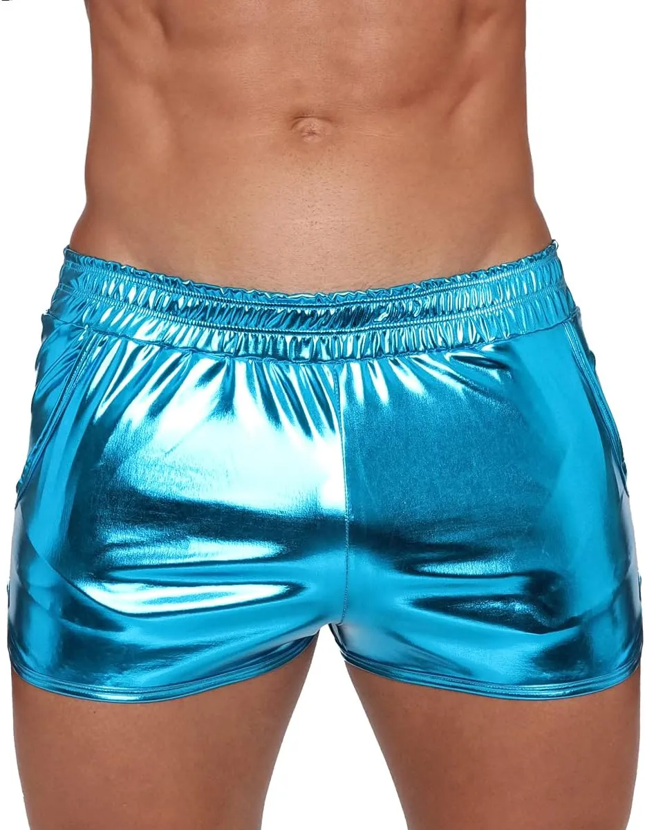 Gary Majdell Sport Men's Liquid Metallic Active Quick Dry Shorts with Pockets for Gym or Club Wear