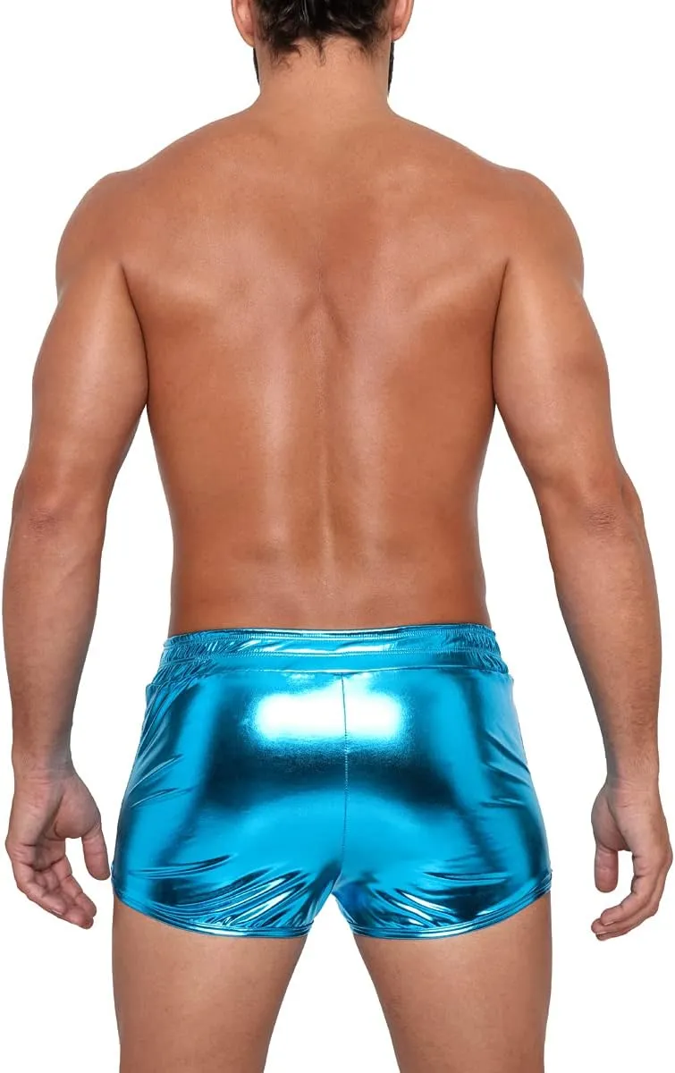 Gary Majdell Sport Men's Liquid Metallic Active Quick Dry Shorts with Pockets for Gym or Club Wear