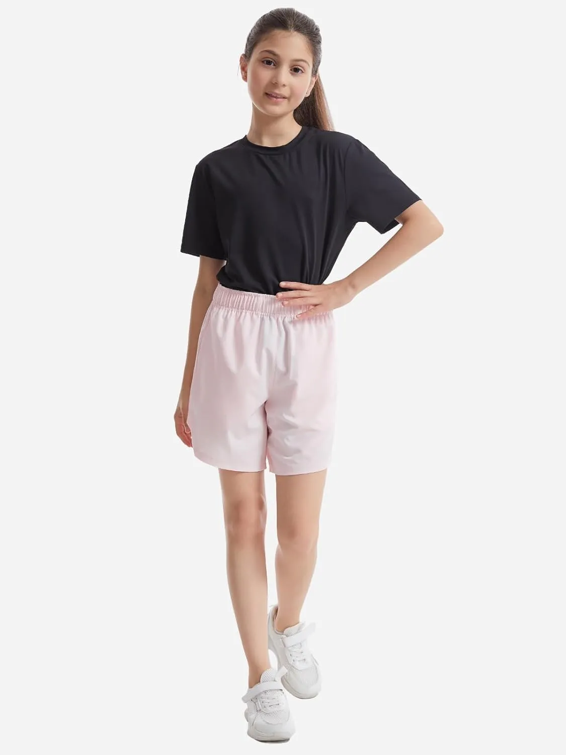 Girls Athletic Shorts with Pockets Running Shorts for Girl,Soccer Short for Kids Teens Basketball Workout