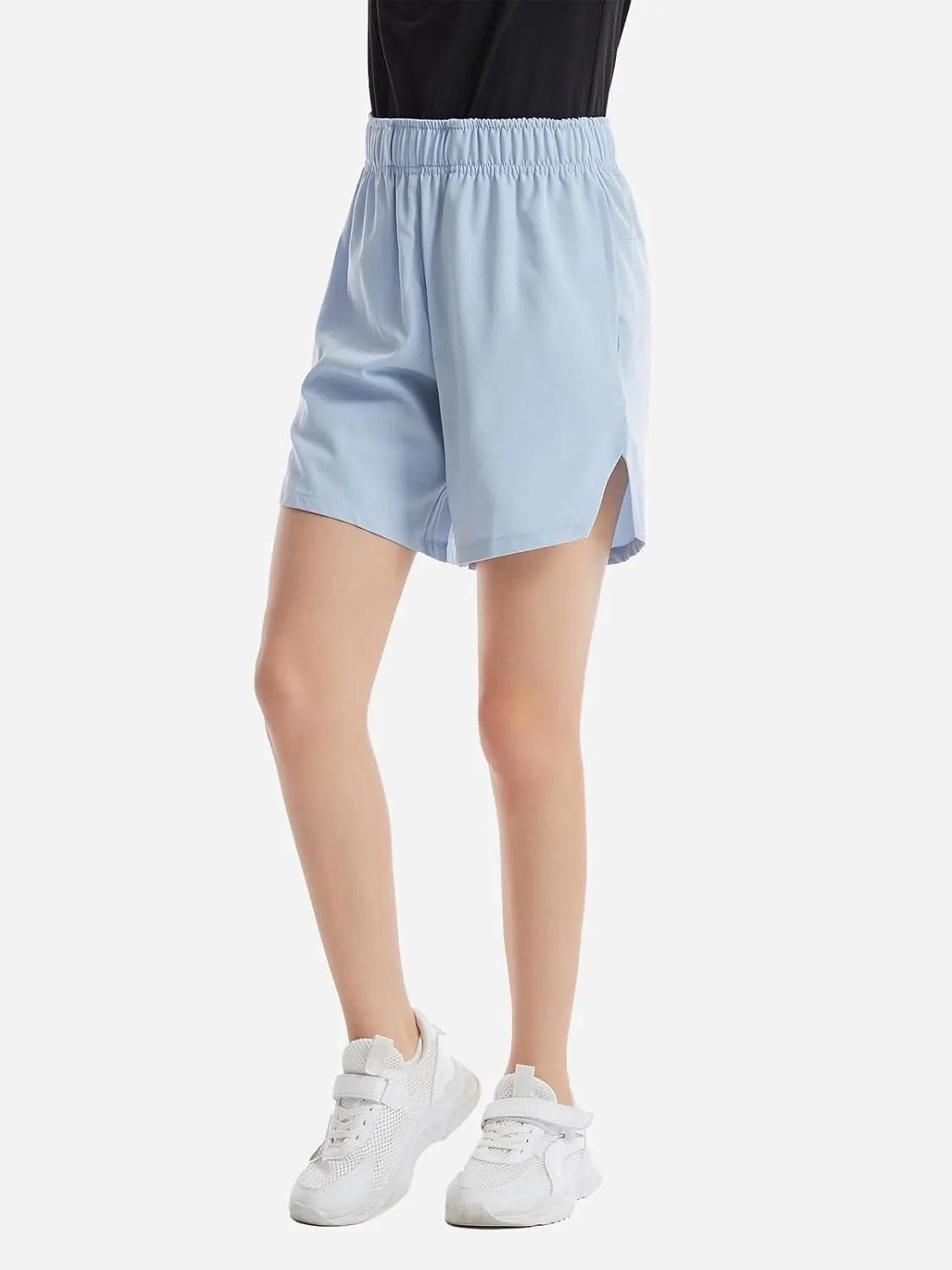 Girls Athletic Shorts with Pockets Running Shorts for Girl,Soccer Short for Kids Teens Basketball Workout