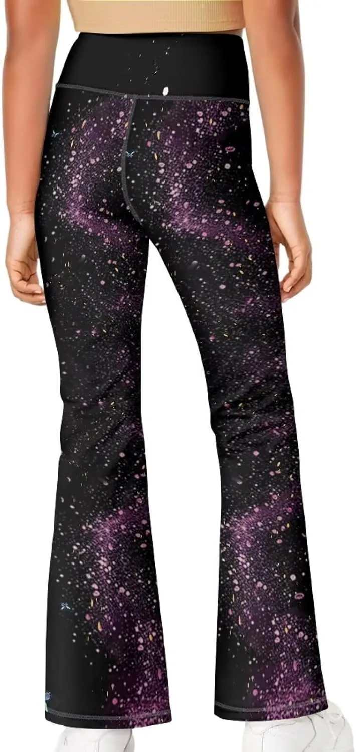 Girls Yoga Pants High-Waisted Wide Leg Flared Leggings for Children 5-14 Years Cute Bell Bottoms