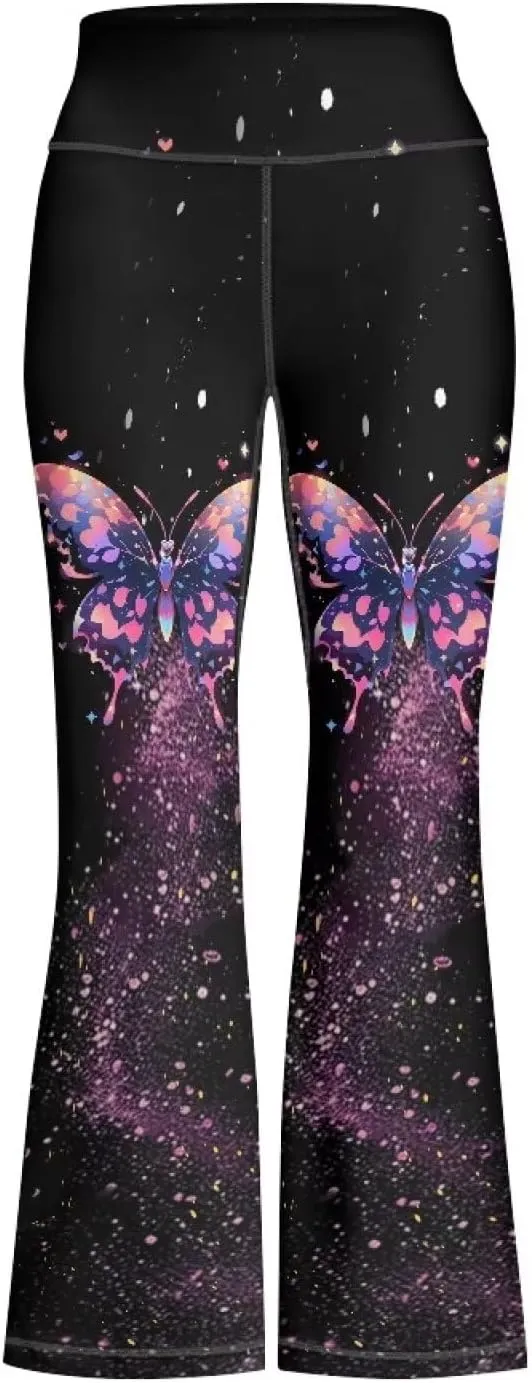 Girls Yoga Pants High-Waisted Wide Leg Flared Leggings for Children 5-14 Years Cute Bell Bottoms