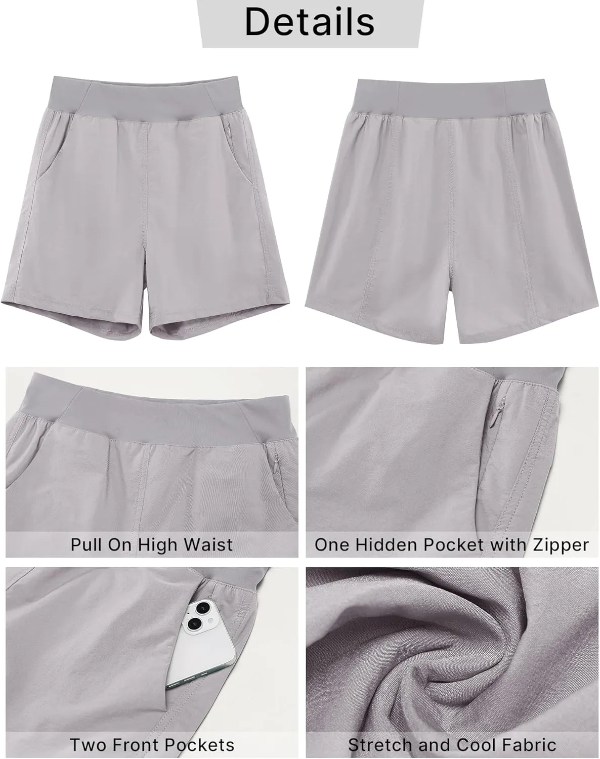 GRAPENT Hiking Shorts for Women High Waisted Pull On Athletic Casual Summer Lightweight Cooling Sport Shorts with Pocket