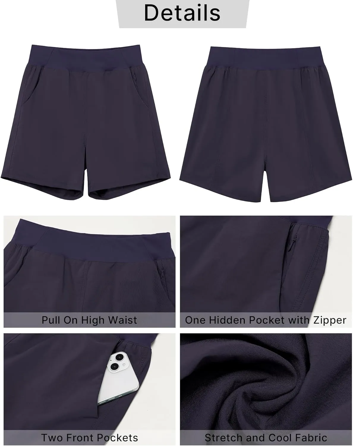 GRAPENT Hiking Shorts for Women High Waisted Pull On Athletic Casual Summer Lightweight Cooling Sport Shorts with Pocket