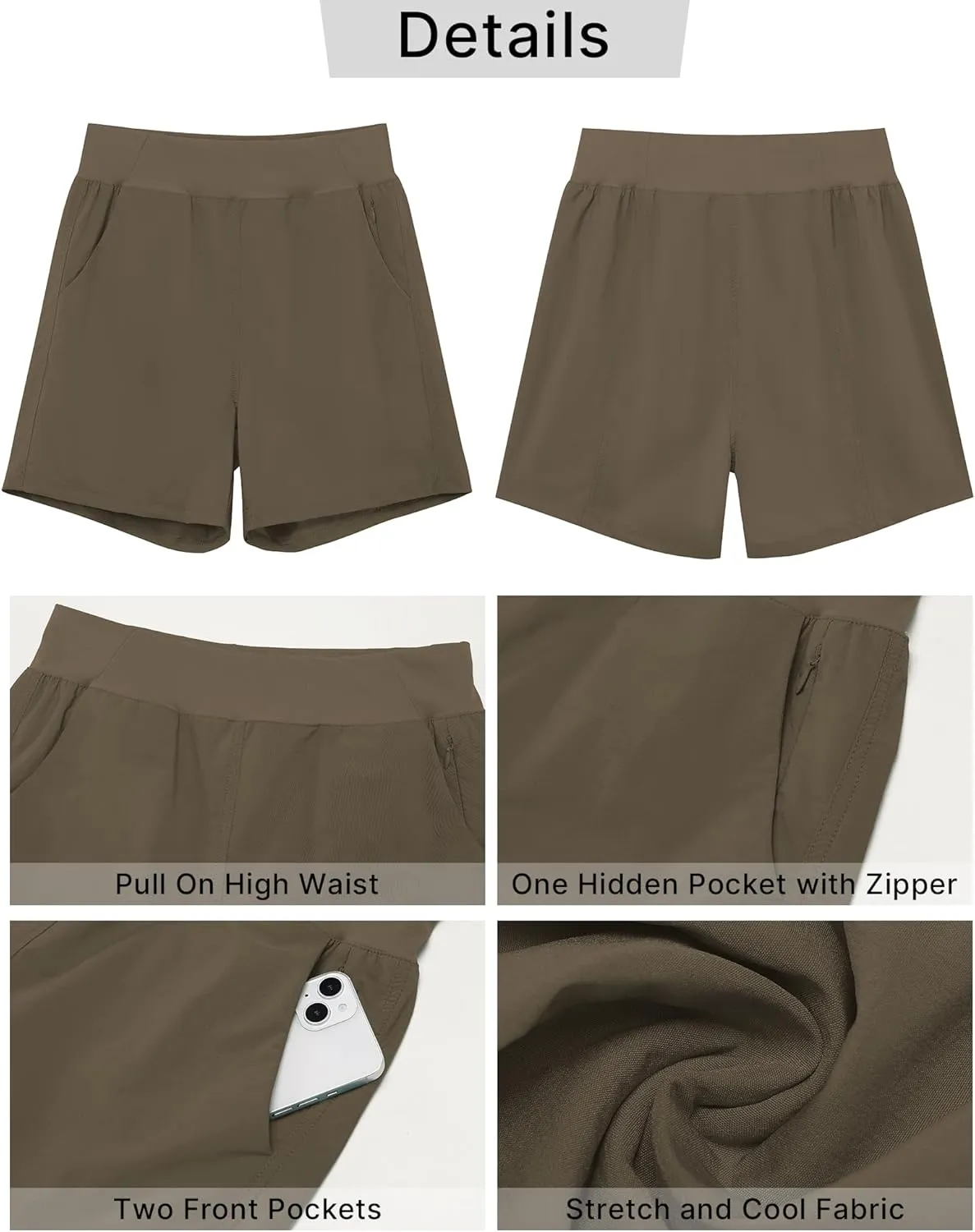 GRAPENT Hiking Shorts for Women High Waisted Pull On Athletic Casual Summer Lightweight Cooling Sport Shorts with Pocket