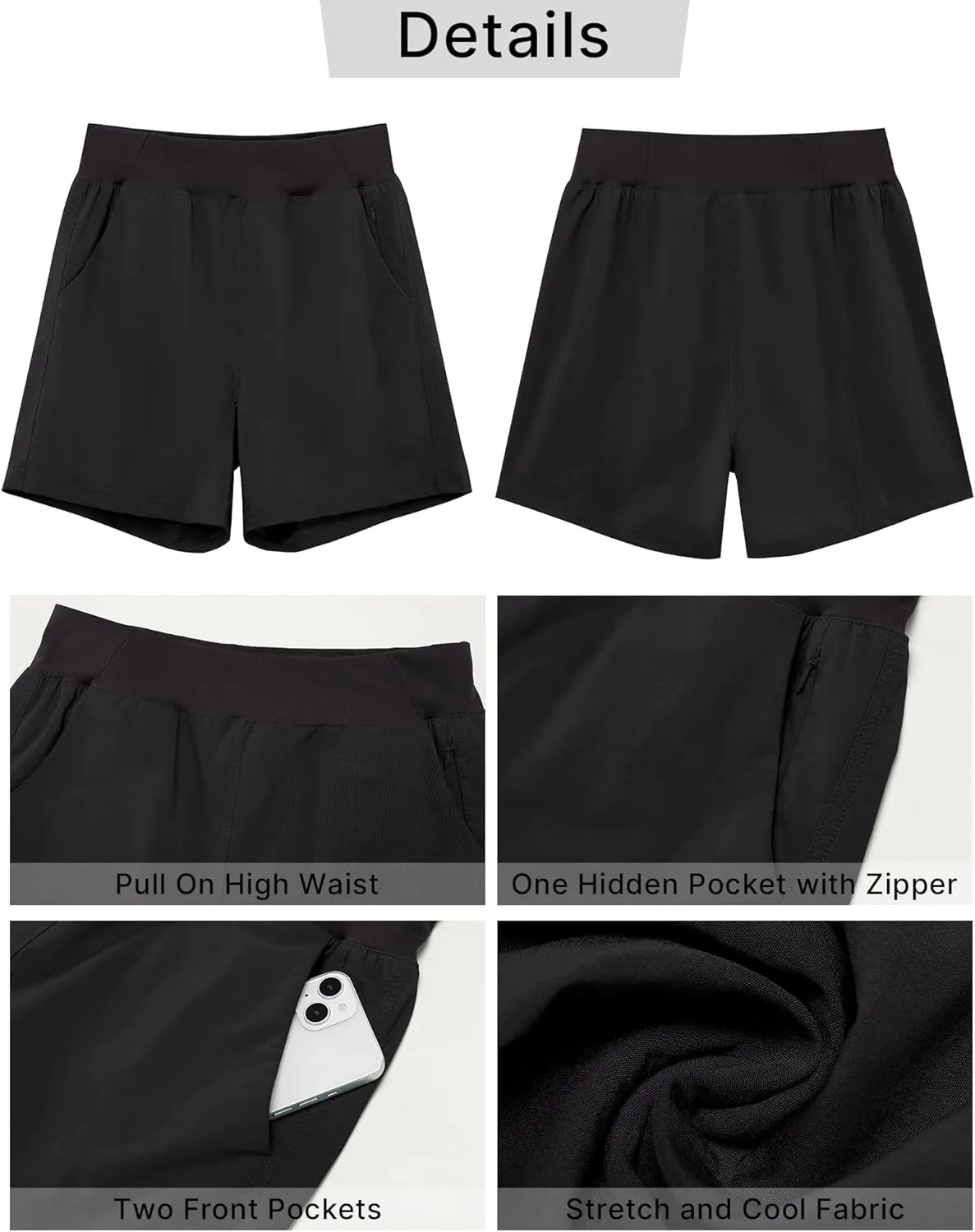 GRAPENT Hiking Shorts for Women High Waisted Pull On Athletic Casual Summer Lightweight Cooling Sport Shorts with Pocket