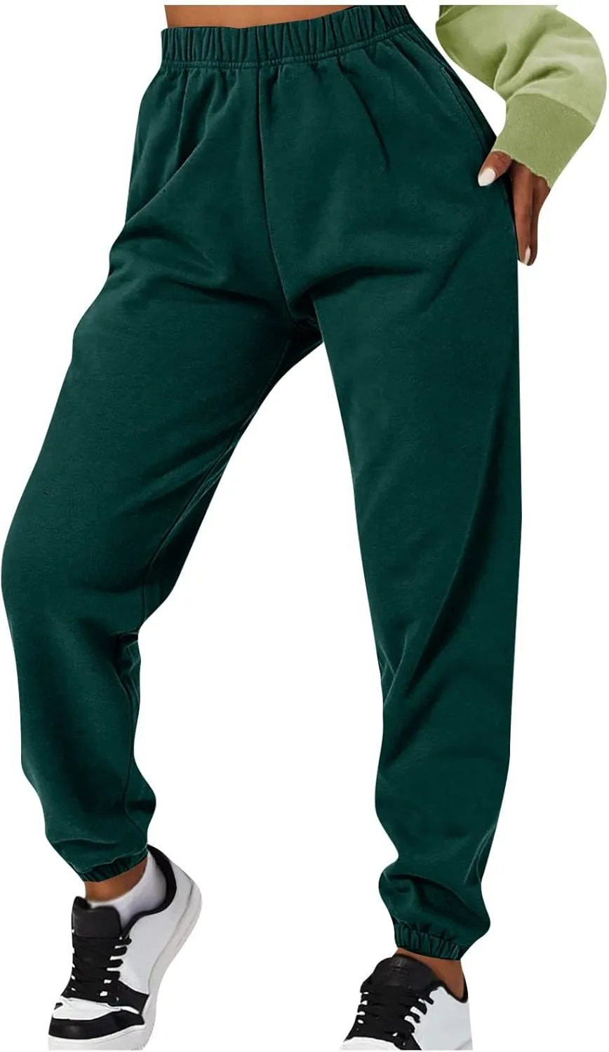 Gumipy Sweat Pants for Womens Plus Size Ultra-Soft Solid Joggers with Pockets Baggy Fleece Lined Lounge Pants Activewear