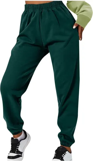 Gumipy Sweat Pants for Womens Plus Size Ultra-Soft Solid Joggers with Pockets Baggy Fleece Lined Lounge Pants Activewear