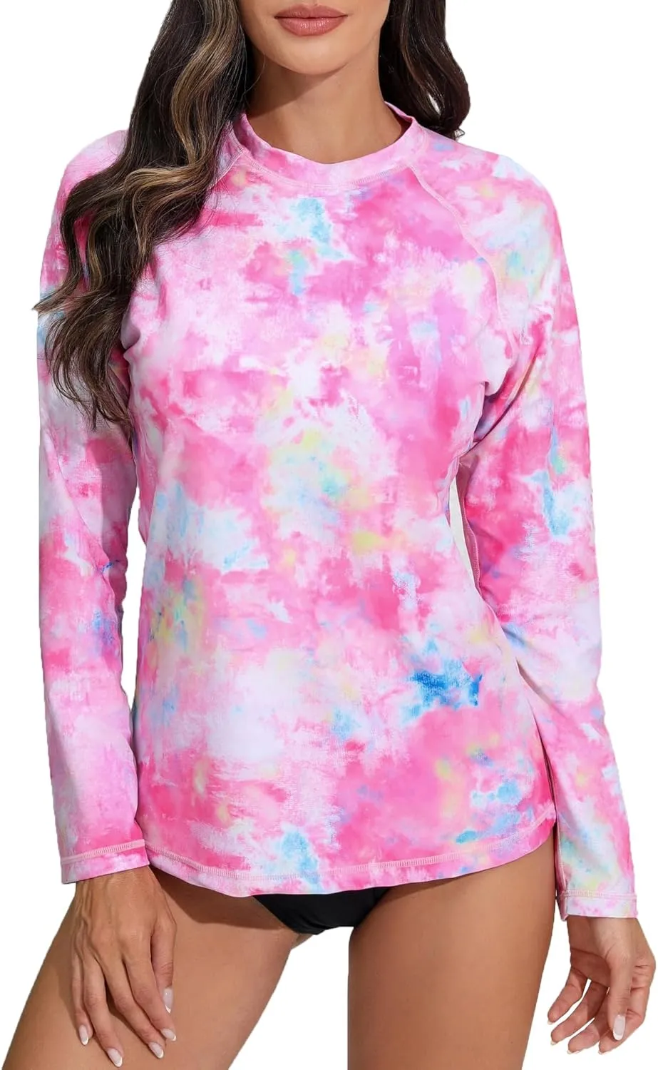 Halcurt Womens Long Sleeve Rash Guard Swim Top with Built in Bra UPF50  Sun Protection Swim Shirts Quick Dry Swimsuit