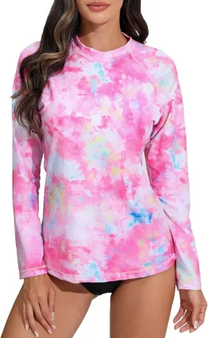 Halcurt Womens Long Sleeve Rash Guard Swim Top with Built in Bra UPF50  Sun Protection Swim Shirts Quick Dry Swimsuit