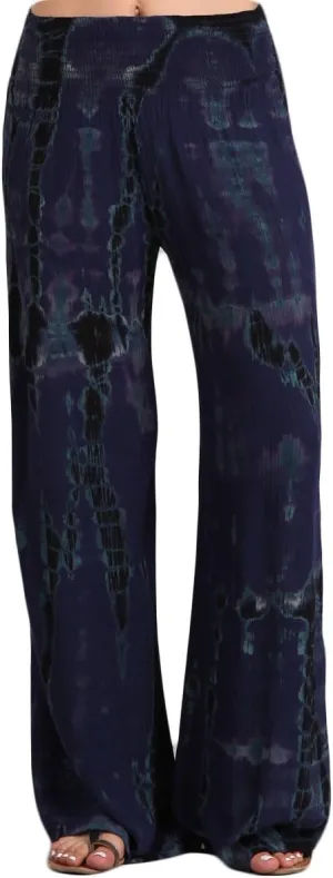 HEYHUN Womens Palazzo Pants Tie Dye Boho Gauze Casual & Lounge Wide Leg Bottoms S-XL