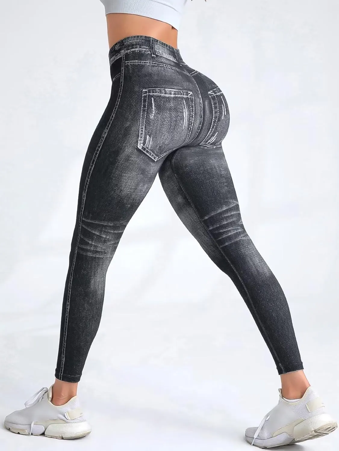High Waisted Skinny Butt Lifting Jeans Leggings Tummy Control Jeggings for Women with Pockets