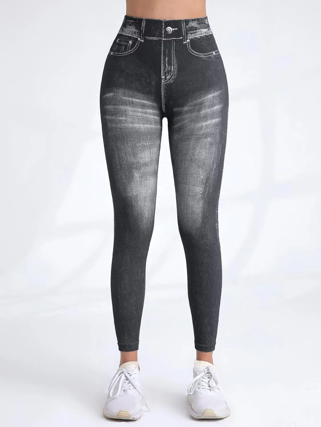 High Waisted Skinny Butt Lifting Jeans Leggings Tummy Control Jeggings for Women with Pockets