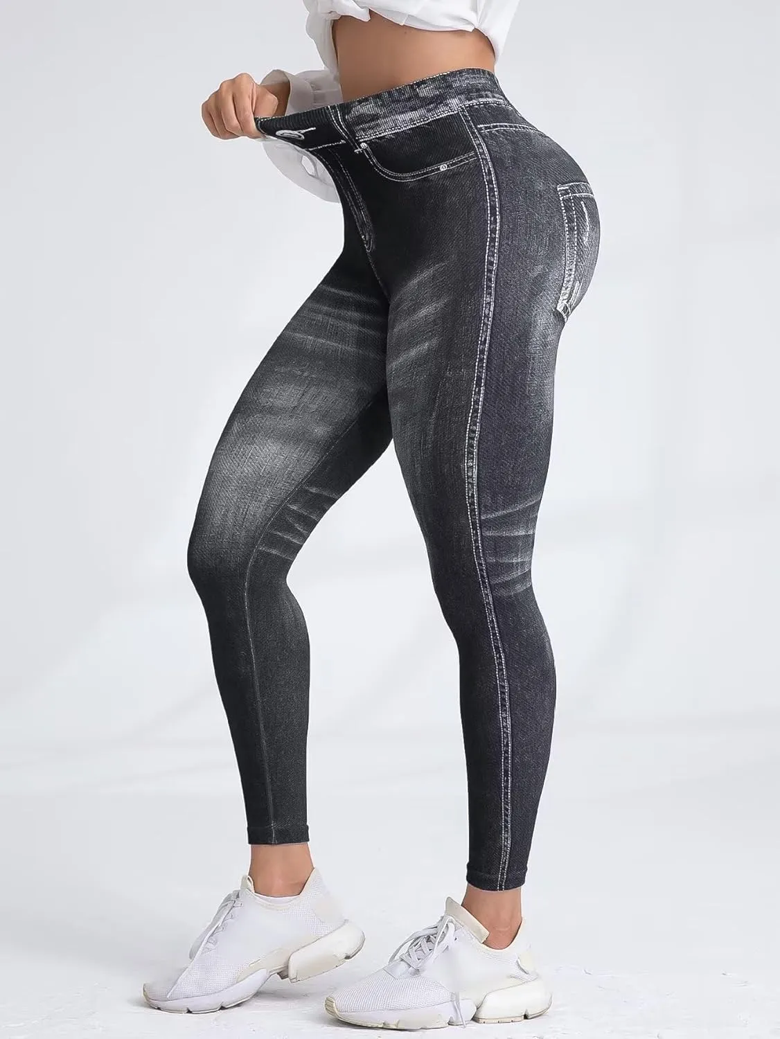 High Waisted Skinny Butt Lifting Jeans Leggings Tummy Control Jeggings for Women with Pockets