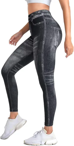 High Waisted Skinny Butt Lifting Jeans Leggings Tummy Control Jeggings for Women with Pockets