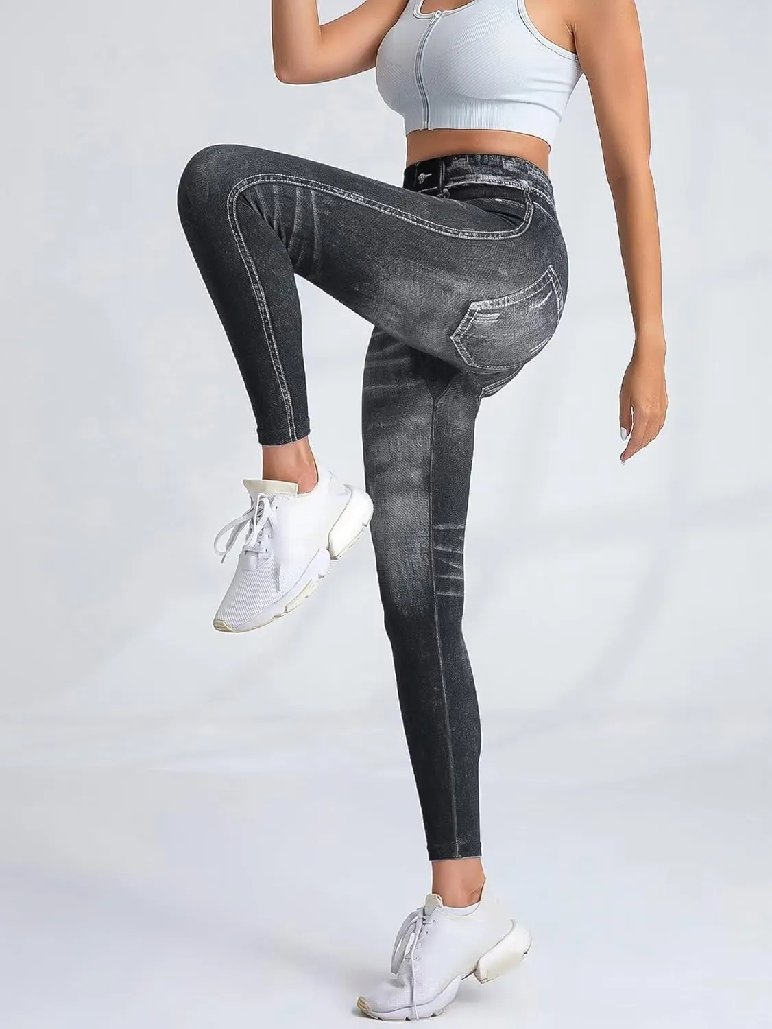 High Waisted Skinny Butt Lifting Jeans Leggings Tummy Control Jeggings for Women with Pockets