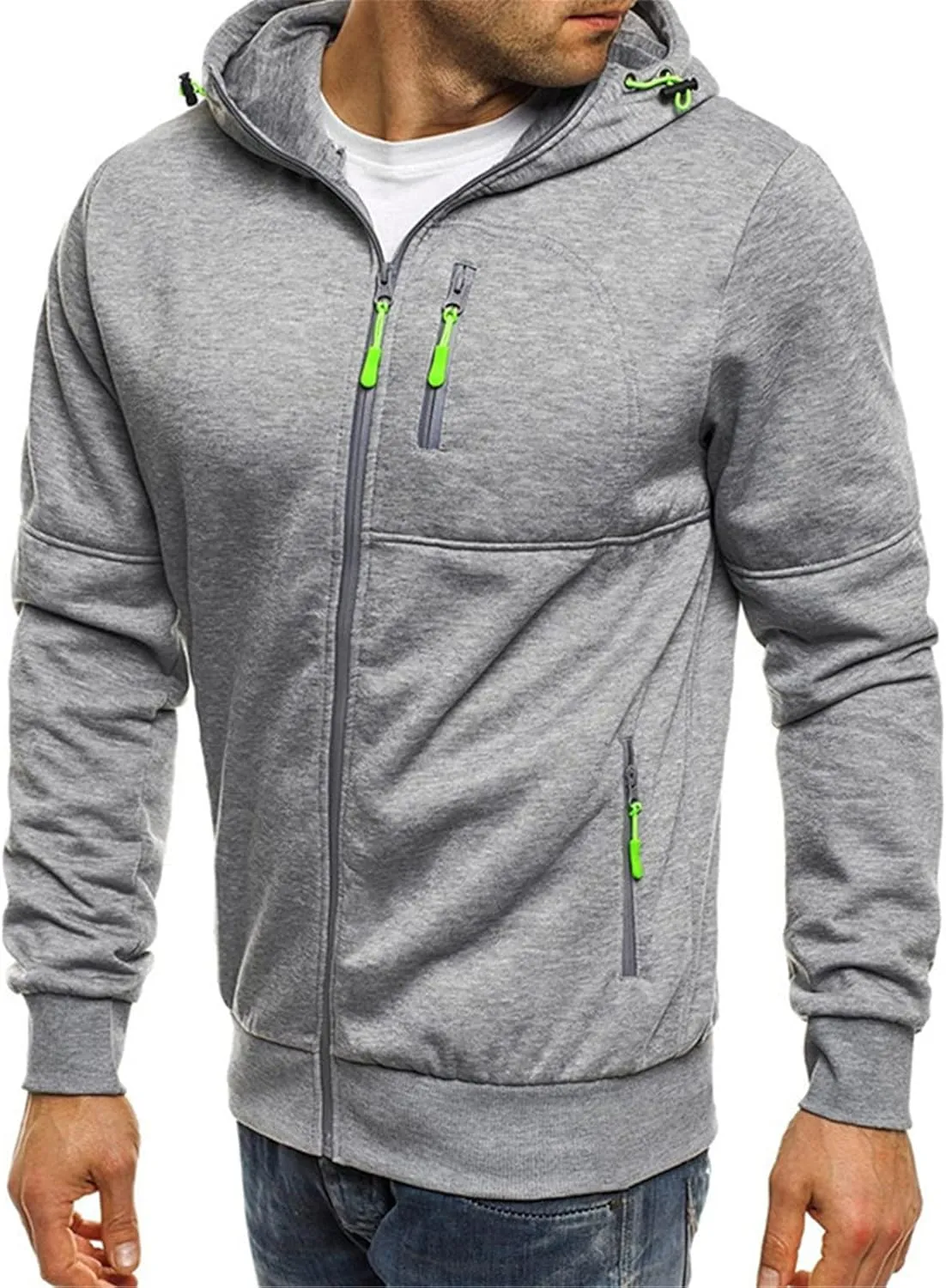 Hoodies for Men Zip up Lightweight Sweatshirt Long Sleeve Sport Outdoor Casual Jacket Fall Winter Top with Pockets