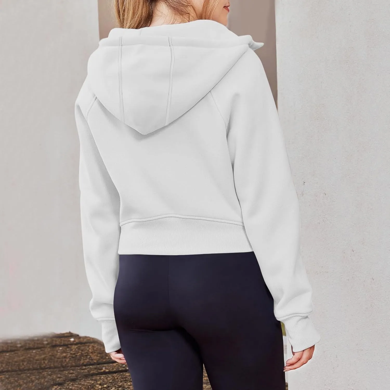 Hoodies for Women Trendy Zip up Cropped Sweatshirt Casual Hooded Y2k Tops Fleece Jackets Fall Winter Outfits Clothes