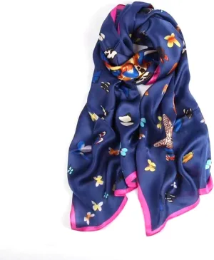 HUOFU YITIAOYU Digital Print Long Silk Georgette satin Scarf nature silk scarves