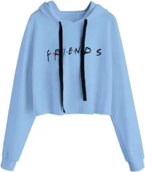 Idepet Women's Casual Letters Print Crop Top Loose Pullover Friends Shirt Teen Girl TV Show Hoodie Sweatshirt