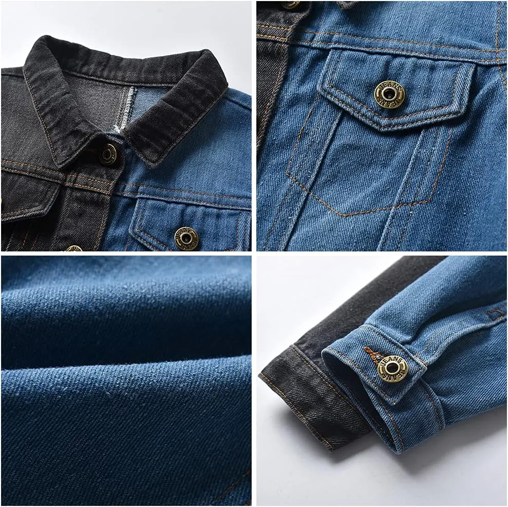 IDOPIP Toddler Kid Baby Boys Girls Denim Jacket Long Sleeve Button Down Jeans Coat Cowboy Overcoat Hoodie Casual Outwear