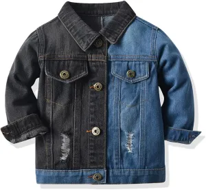 IDOPIP Toddler Kid Baby Boys Girls Denim Jacket Long Sleeve Button Down Jeans Coat Cowboy Overcoat Hoodie Casual Outwear