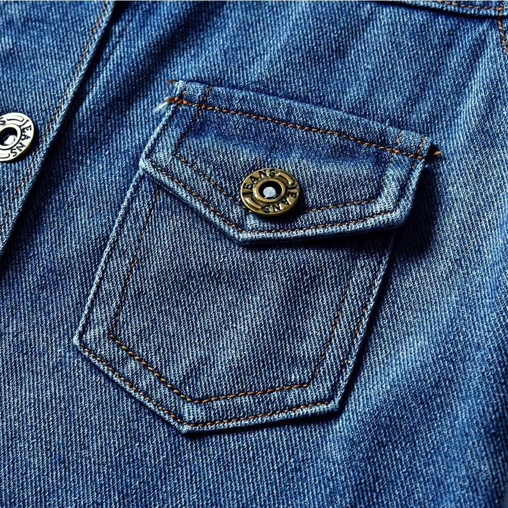 IDOPIP Toddler Kid Baby Boys Girls Denim Jacket Long Sleeve Button Down Jeans Coat Cowboy Overcoat Hoodie Casual Outwear