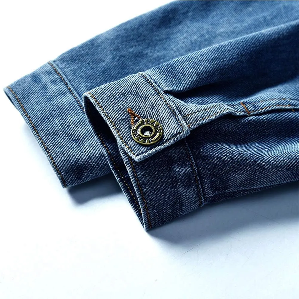 IDOPIP Toddler Kid Baby Boys Girls Denim Jacket Long Sleeve Button Down Jeans Coat Cowboy Overcoat Hoodie Casual Outwear