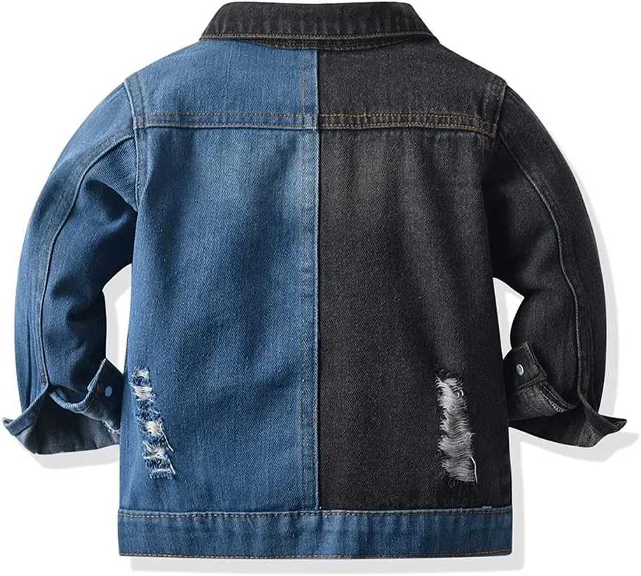 IDOPIP Toddler Kid Baby Boys Girls Denim Jacket Long Sleeve Button Down Jeans Coat Cowboy Overcoat Hoodie Casual Outwear