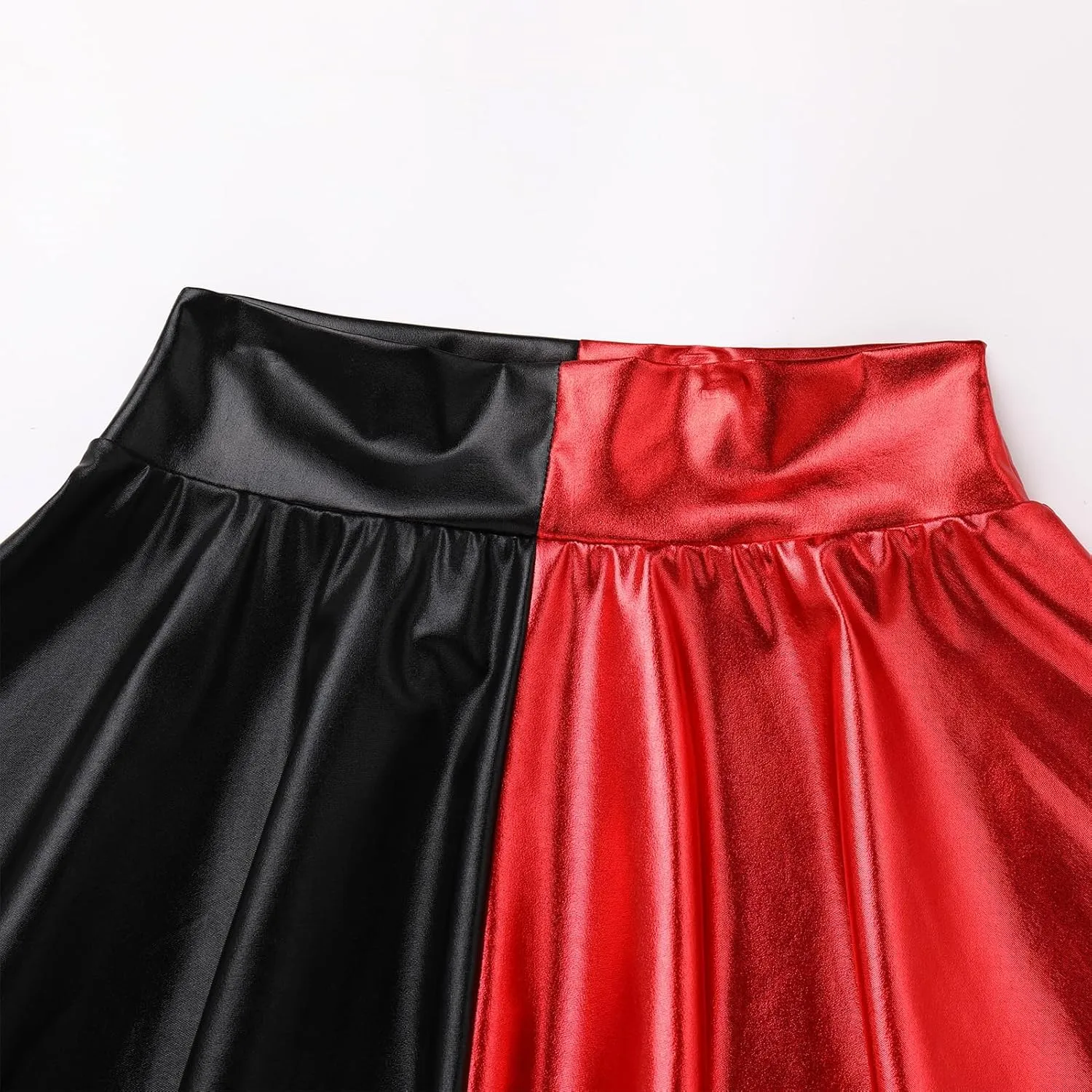 IMEKIS Women's Shiny Flared Pleated Mini Skater Skirt Metallic Halloween Cosplay Costume Sparkle Skirts