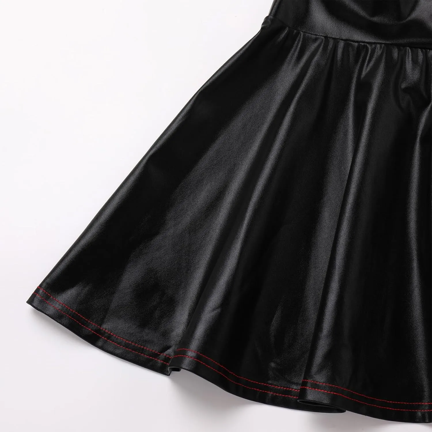 IMEKIS Women's Shiny Flared Pleated Mini Skater Skirt Metallic Halloween Cosplay Costume Sparkle Skirts